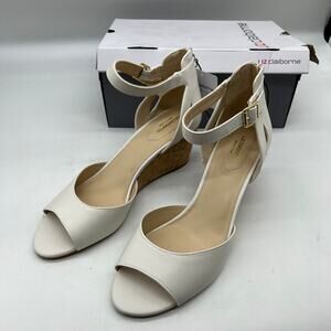 Liz Claiborne Womens Octavia Wedge Sandals White Size 11M